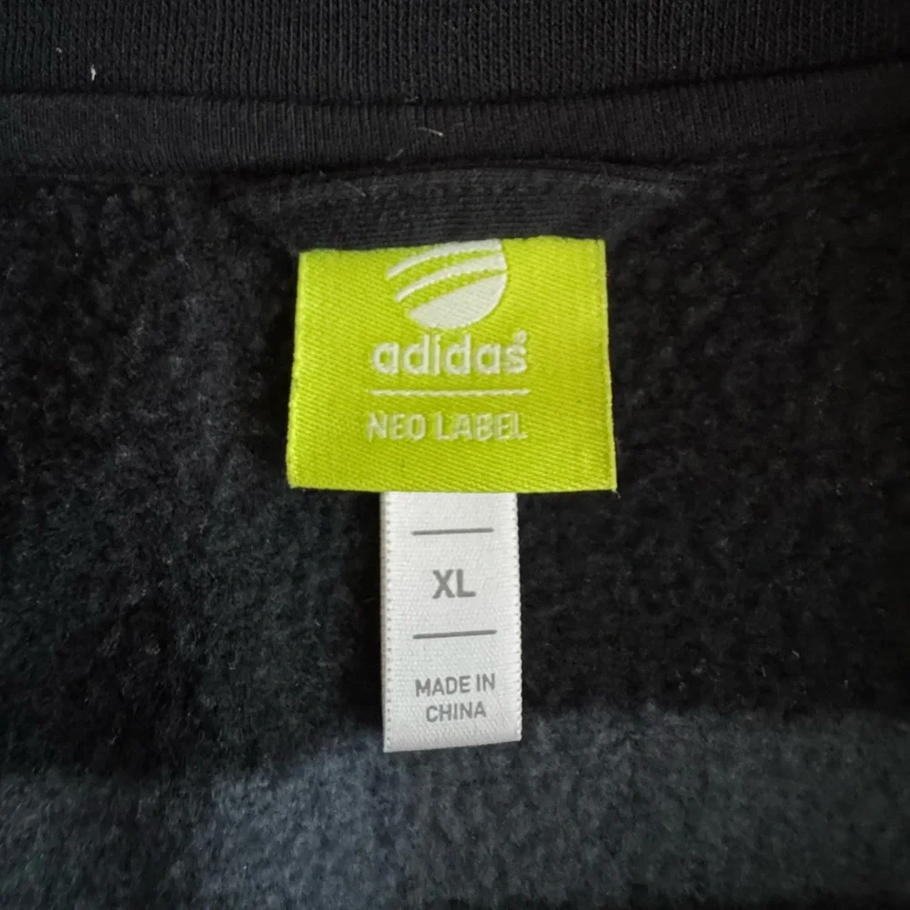 Adidas Men's Black and Gray Striped Sweatshirt, Size XL